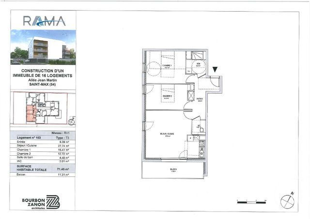 Appartement F3 à louer - 3 pièces - 71.45 m2 - ST MAX - 54 - LORRAINE - Century 21 Midon Baudoin Immobilier