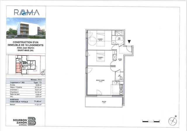 appartement à louer - 3 pièces - 71.45 m2 - ST MAX - 54 - LORRAINE - Century 21 Midon Baudoin Immobilier